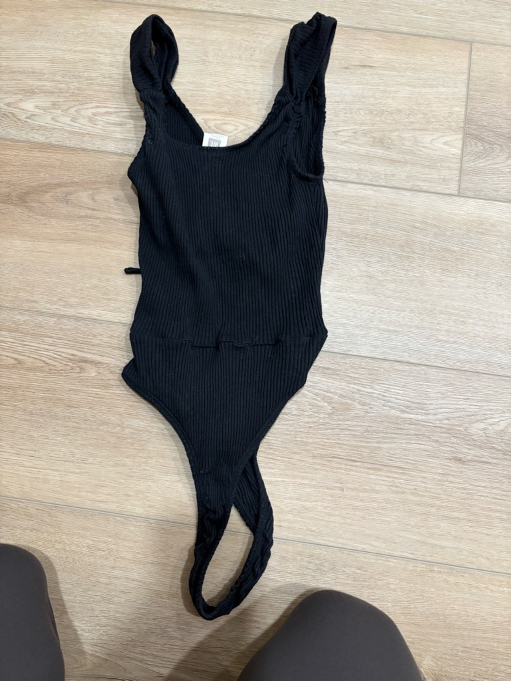Me to We Black Ribbed One-Piece Bodysuit for Kids